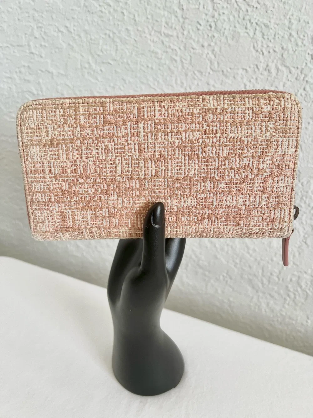 Chanel Lurex Canvas Pink Deauville Zip Around Wallet